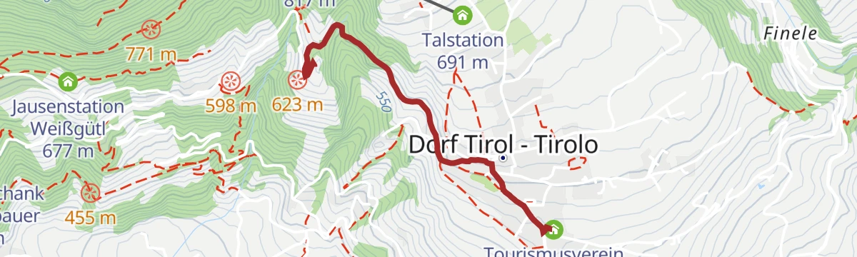 Route map: Escursione da Tirolo a Castel Tirolo